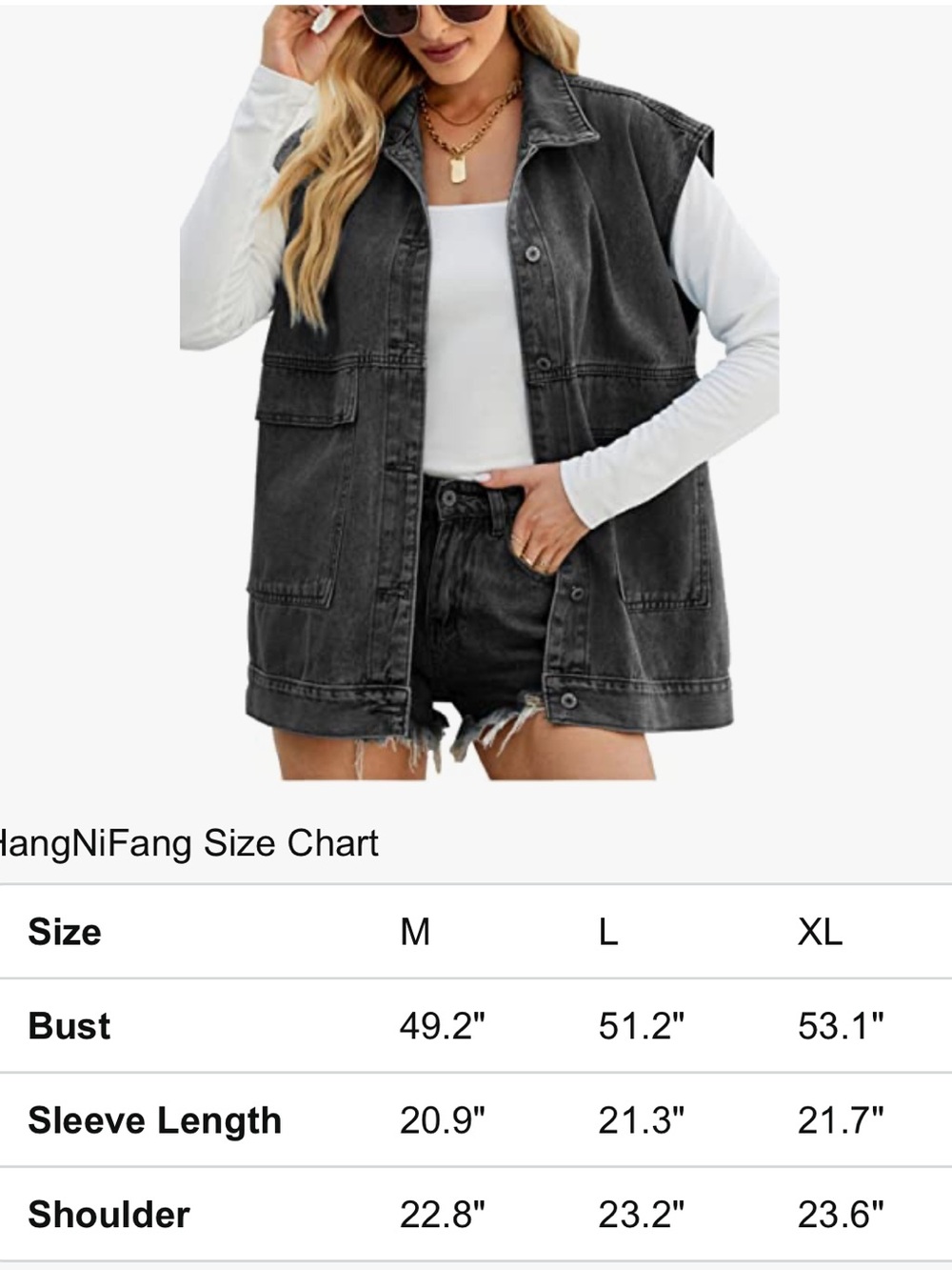 Washed Black Denim Vest Jean blazer women button front - Picture 6 of 8